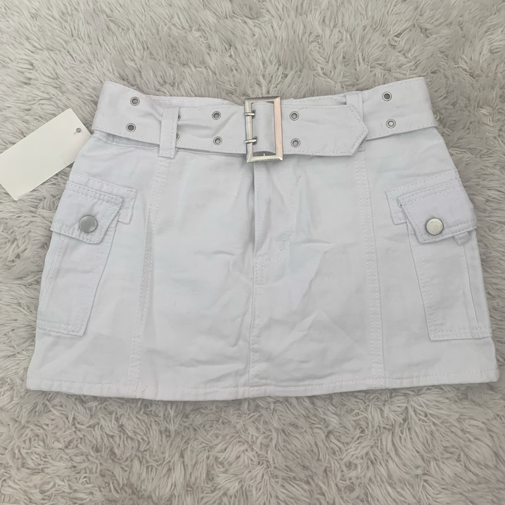 White mini skirt